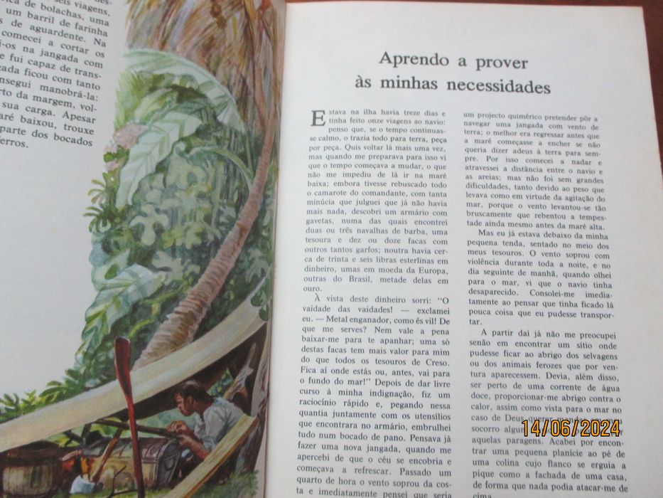 Livro antigo . Robinson Crusoe de Daniel Defoe