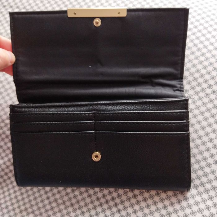 Portfel damski czarny z siwą wstawką dużo kieszonek