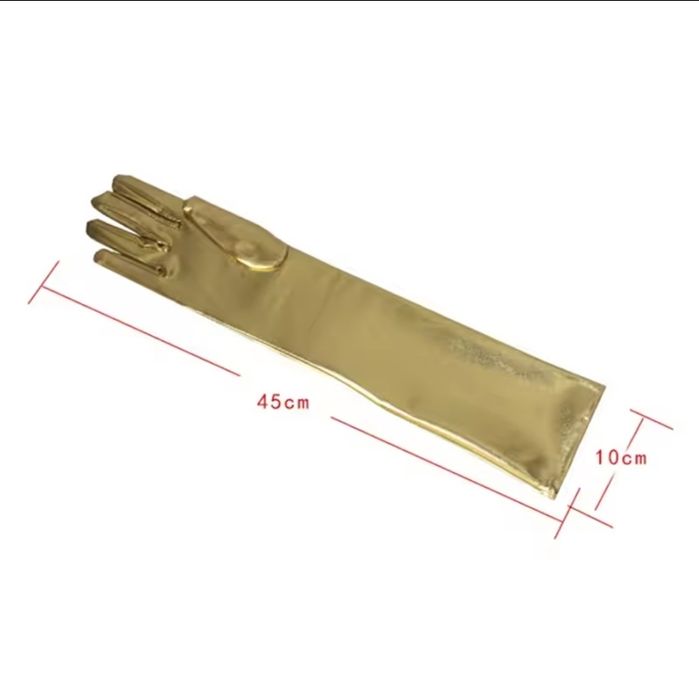 Длинные глянцевый золотистые перчатки бархатные шифоновые атласные