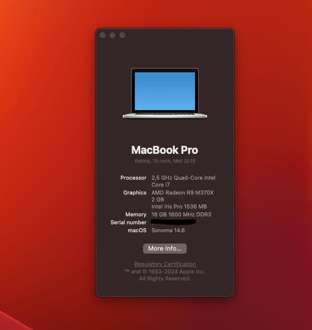 MacBook Pro 15” Core I7 - 16 Gb - 512Gb