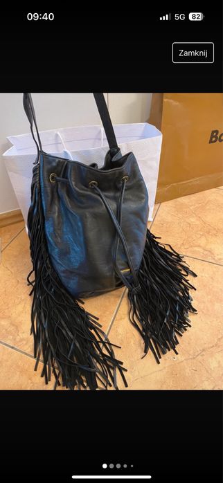 Gino rossi torebka worek fredzle z fredzlami boho na ramie etno skora