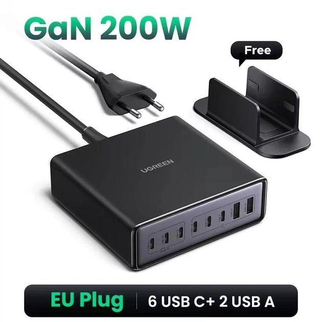 Зарядна станція Ugreen 200W GaN. Desktop fast charger 8-портів. X766
