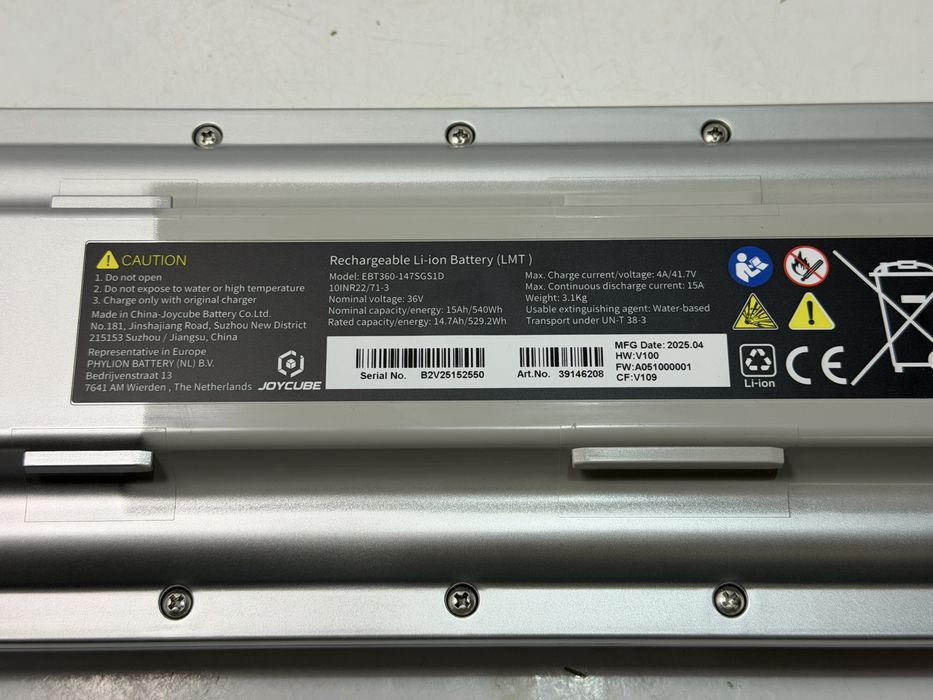 Joycube SF-01-3P 36V 14.7Ah 540Wh – Akumulator do roweru elektrycznego na bagażnik