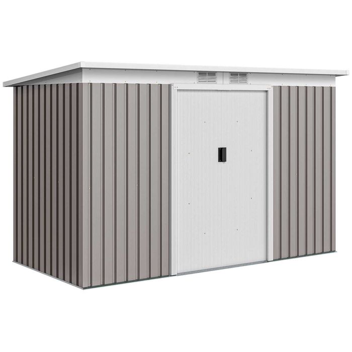 Abrigo de jardim em aço galvanizado 280x130x158-172 cm