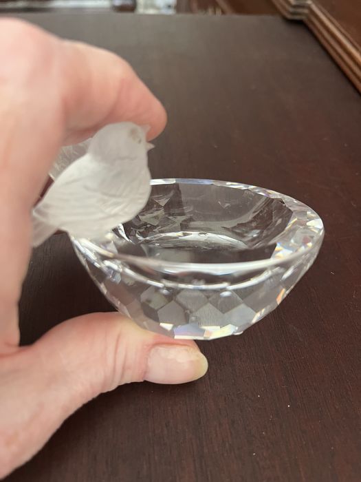 Banheira para pássaros vintage em cristal Swarovski com duas estatuetas de pássaros, edição limitada