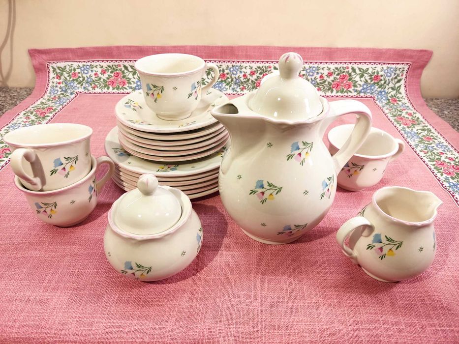 Serwis kawowy porcelanowy dla 6 osób Schramberger Majolika