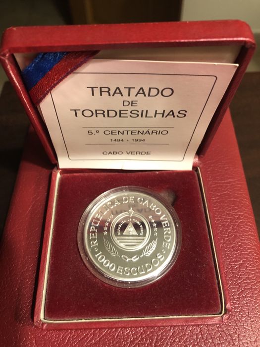Moeda prata comemorativa tratado tordesilhas 1994