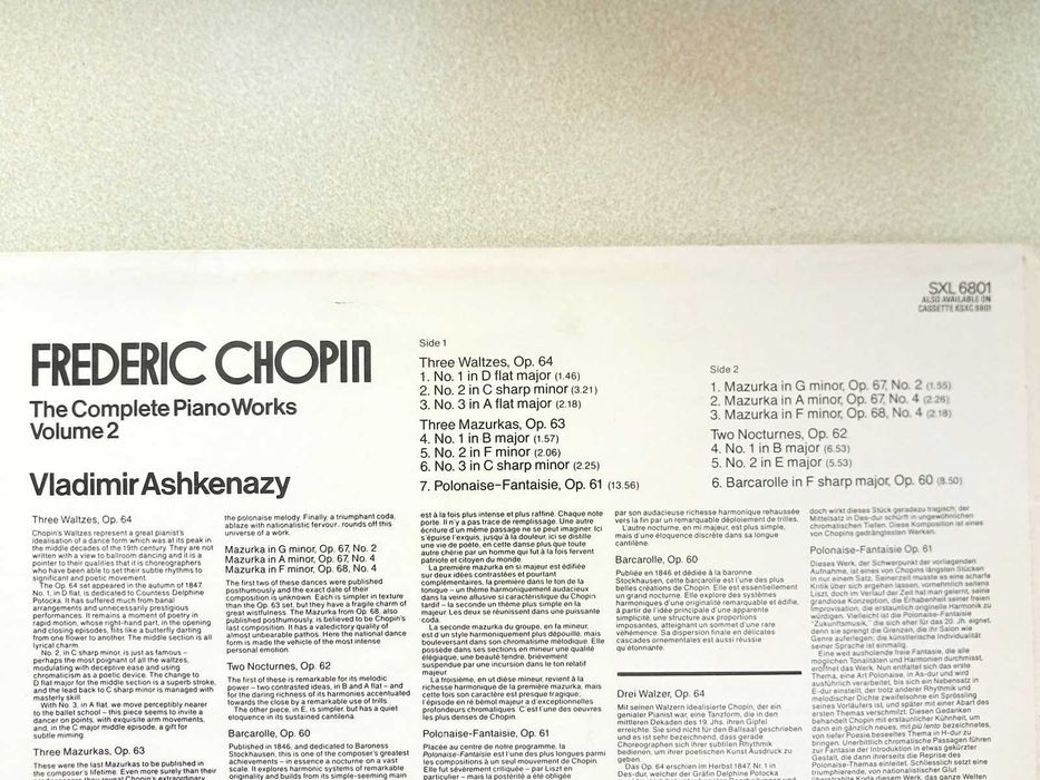 Vladimir Ashkenazy, DECCA, Fryderyk Chopin walce, mazurki, nocturny. Vinyl