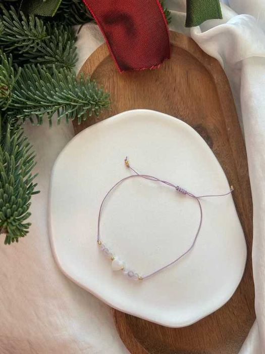 bransoletka na szczęście serce serduszko ametyst lawendowy