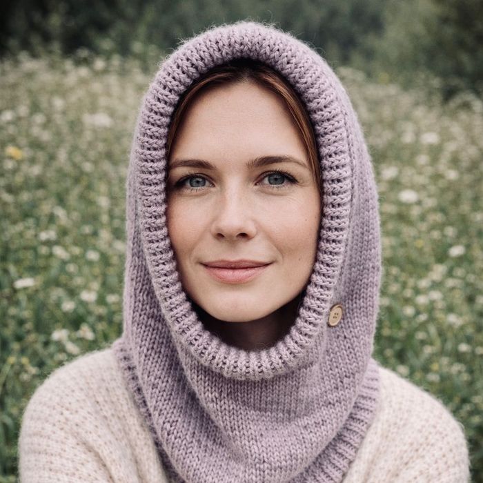 Ręcznie robiona balaclava kapturokomin czapka bawełna i alpaka