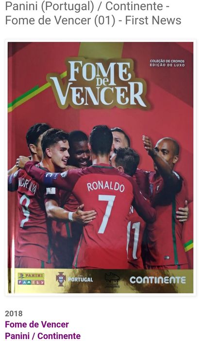 Cromos da colecção Futebol da Panini Fome de Vencer 2018