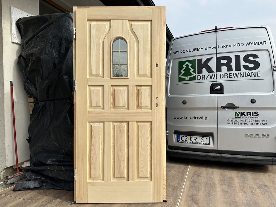 DRZWI Drewniane Zewnętrzne wejściowe na wymiar Lite SOSNOWE Ocieplane