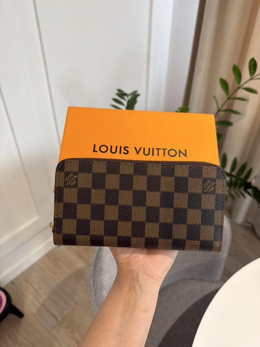 Portfel LV Louis Vuitton Zippy brązowa kratka skora na zamek