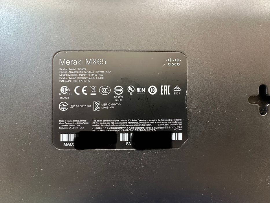 Роутер Cisco meraki mx65: 3 999 грн. - Роутери (маршрутизатори ...