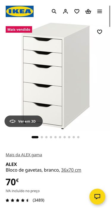 Secretária Lagkapten 200x60cm + Bloco de gavetas Alex