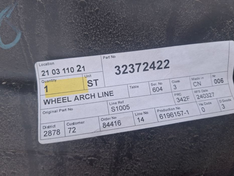 VOLVO XC60 II nadkole przednie prawe nowe oryginał 31694870