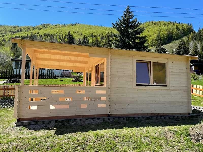 DOMEK OLGA Letniskowy 5x7m BALIK 44mm Taras 3m PROJEKT NA WYMIAR