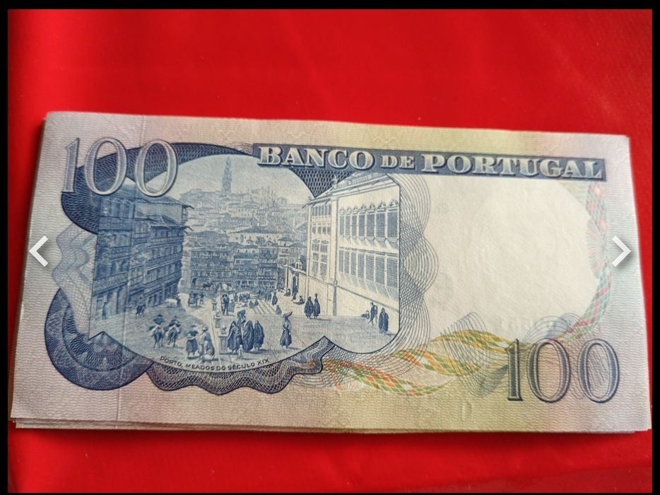 Notas antigas de 100 Escudos Ouro Chapa 7 (todas novas, sem circulação)