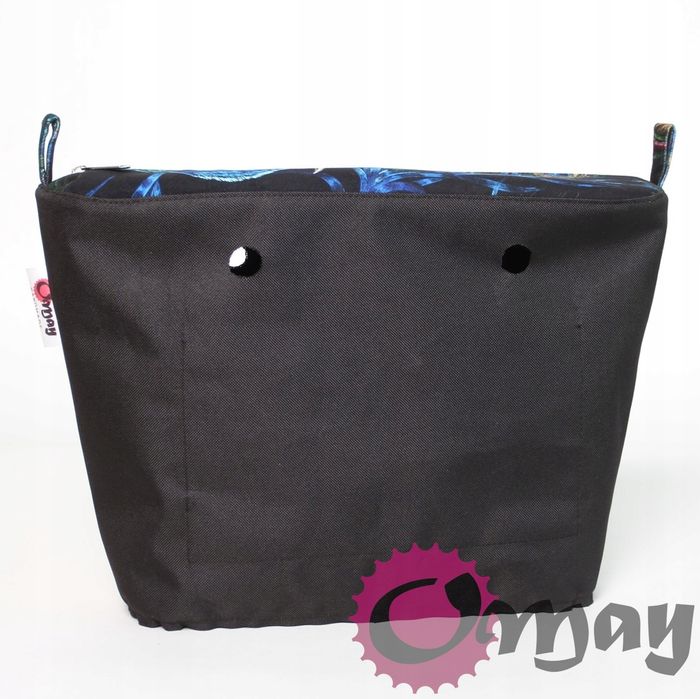 Czarny organizer do OBAG MINI Welur Velvet Pawie Oczko 2kieszenie OMAY