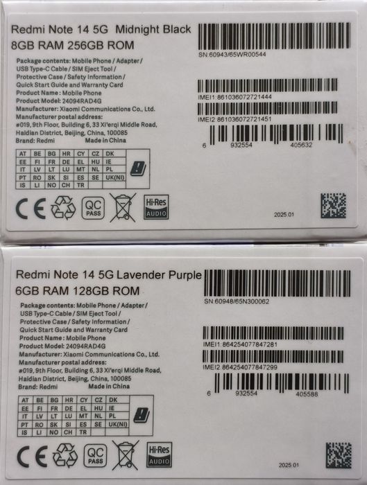 Redmi note 14 5G 6*128/8*256 Global Version  New