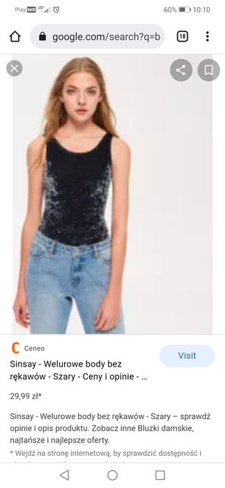 Welurowe body sinsay XS