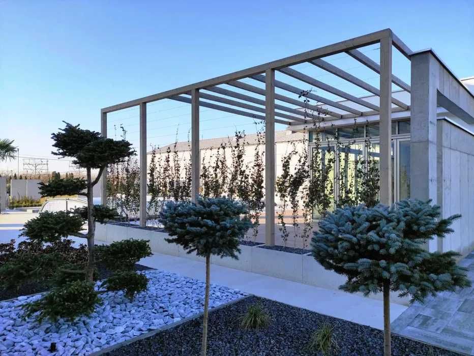 Drewniana pergola, wiata, taras, BSH, drewno klejone, krótkie terminy