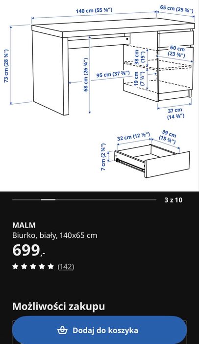 Biurko Ikea Malm używane czarne