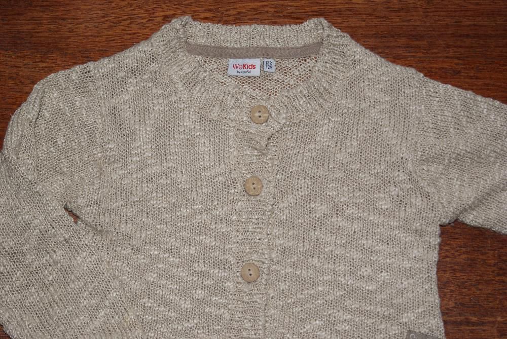 sweter krótki bolerko zapinany KappAhl 122/128 beżowy swetr elegancki