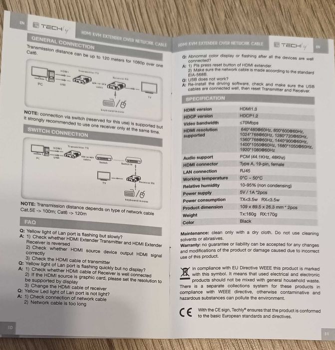 Extender Techly HDMI-KVM2