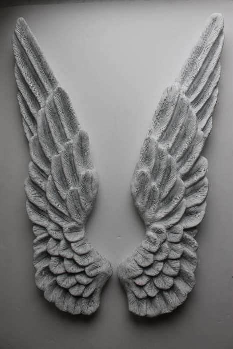 Skrzydła anioła dekoracja ścienna biało-szare XL