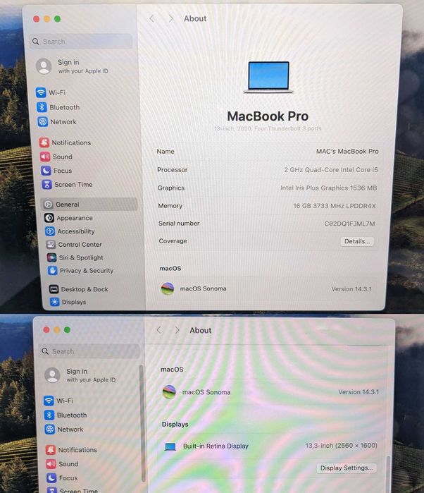 Macbook Pro 13 2020 i5 11Gen 4яд(8потк) 16Gb 512 ІдеалСтан БезДефектів