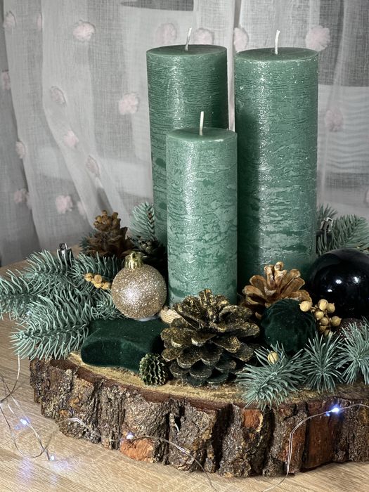 Свічник новорічний підсвічник різдво свічки подарунок декор шишки