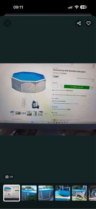 Piscina Elevada de Aço Galvanizado Octogonal com Escada e Filtro