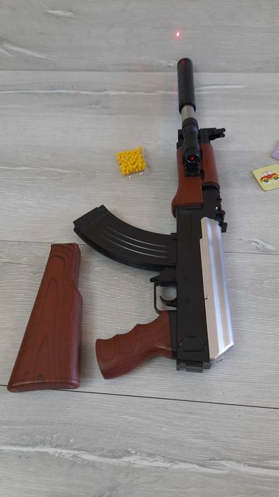 Автомат, 999-5, пульки 6мм, лазер, детский, Калашник