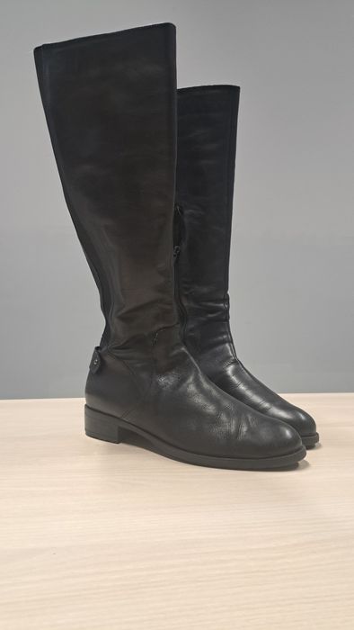 Kozaki skórzane, czarne, rozm. 38