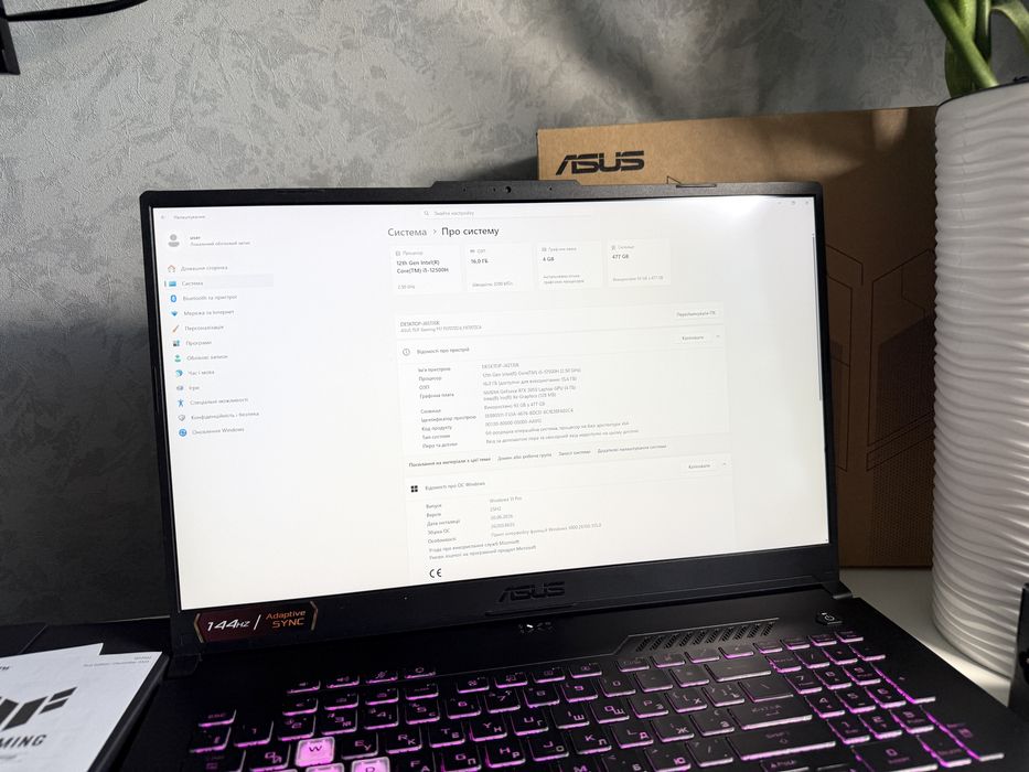 Asus Tuf F17/2025/i5-12th/RTX3050-4GB/144hz/16GB/512GB.