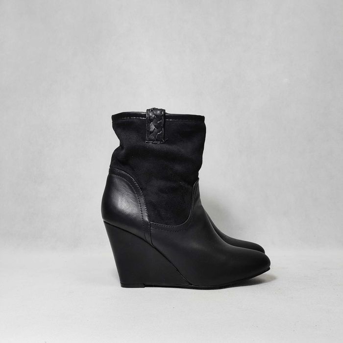 Buty damskie botki czarne wysokie na koturnie 39 26,3 cm BD0218