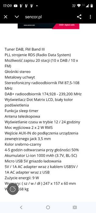 Radio przenośne Sencor SRD 6600 dab