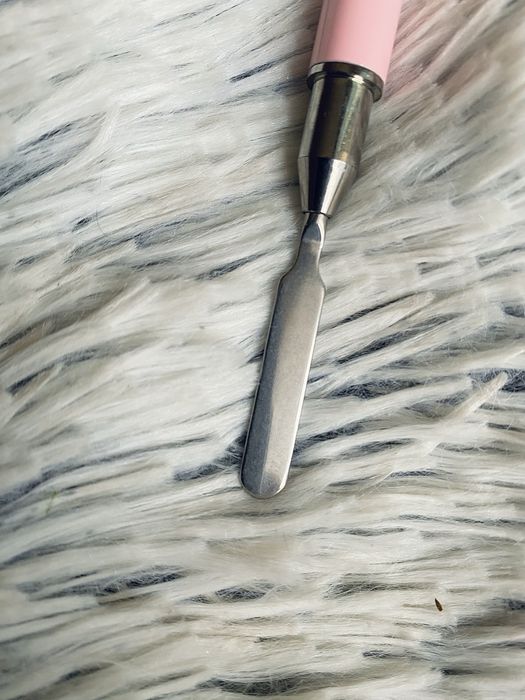 Pędzelek ze Szpatułką Dwustronny do Żelu Akrylożelu 2w1, Pink/Różowy