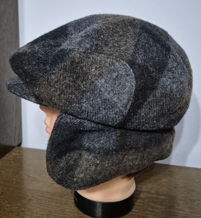ESCO COLLECTION roz. 59 męski kaszkiet wełniany z nausznikami