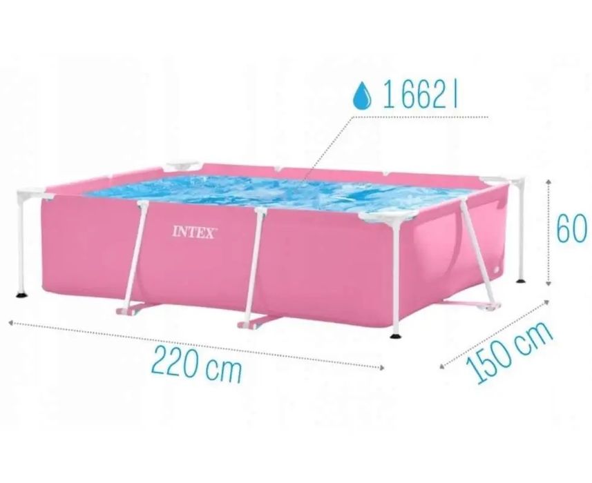 Каркасний басейн 220 x 150 x 60 см Pink Rectangular Frame Pool
