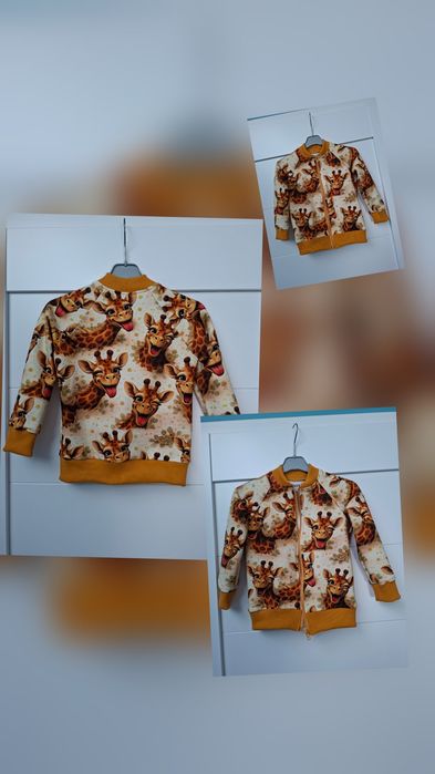 Nowa bluza bomberka zapinana na zamek rozmiar 104 zyrafy unisex