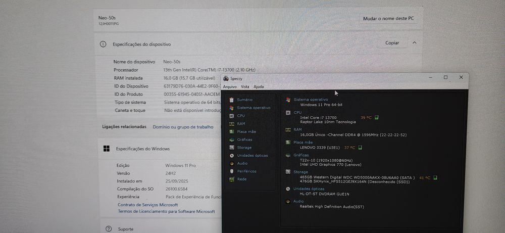 Vendido - Desktop ThinkCentre Neo50s Gen4 | i7-13700 | 16G-DDr4 | NVMe512G + HDD500 | WiFi | W11
