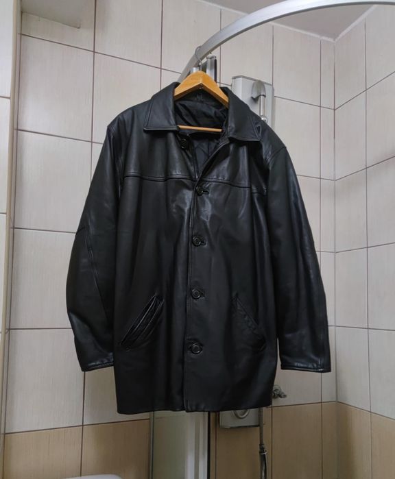 kurtka skórzana czarna vintage skóra elegancka Black XL leather sport