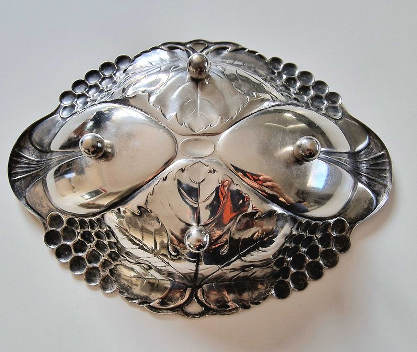 Przepiękna srebrzona patera na owoce Art Nouveau - Secesja