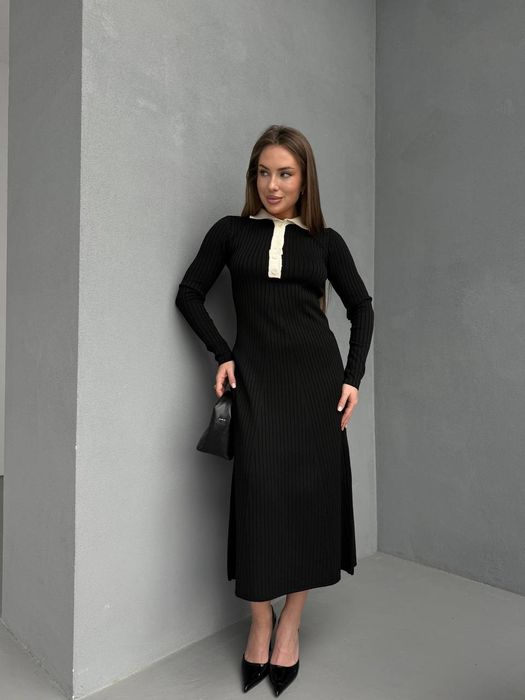 Сукня поло з довгим рукавом,Polo,Сандро,вязана,тепла,максі,зимова,міді