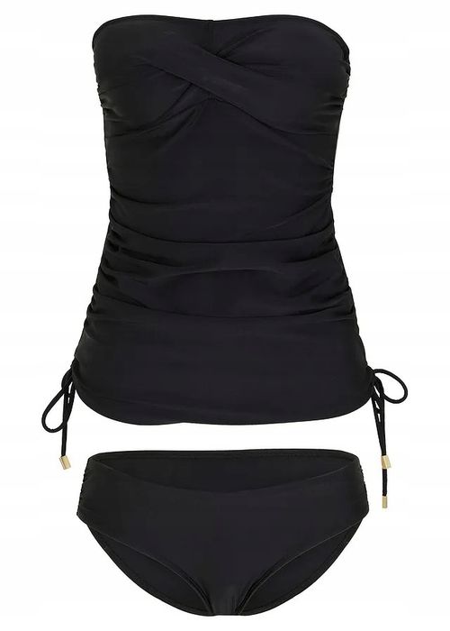 B.P.C top tankini czarny z odpinanym ramiączkiem bandeau r.48