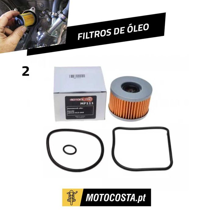 Filtros de Óleo para Motos e Motoquatro - Vários Modelos (Honda, Yamaha, Suzuki, Kawasaki, BMW, KTM e mais)
