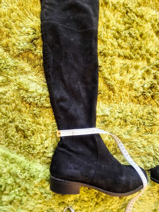 Czarne długie kozaki zamszowe 39