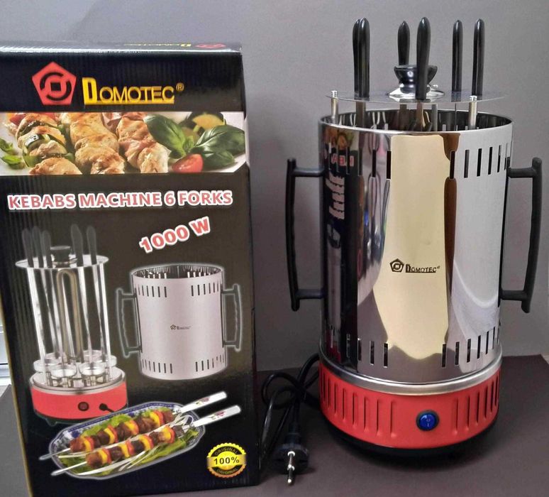 Електрошашличниця для дому на 6 шампурів 1000W. Шашлик смачний вдома